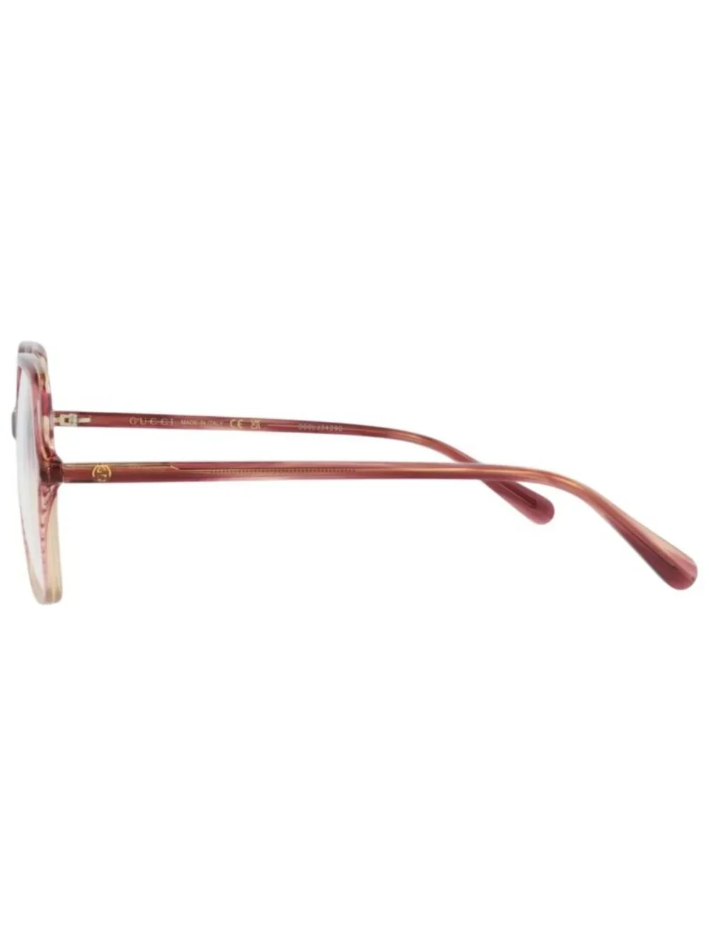 New Gucci Women's Eyeglasses Square Rectangle Acetate Frame Red Red Transparent